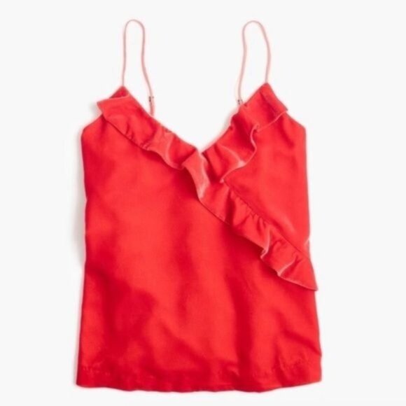 J. Crew Velvet Going Out Top in Poppy Red Size 6 NWT - Picture 1 of 6